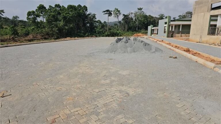 Completed paved forecourt and driveway