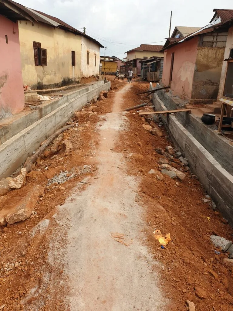 Bonkagyei - concrete drains cast both sides of the street