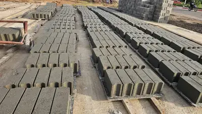 Kerbs curing in rows at the yard